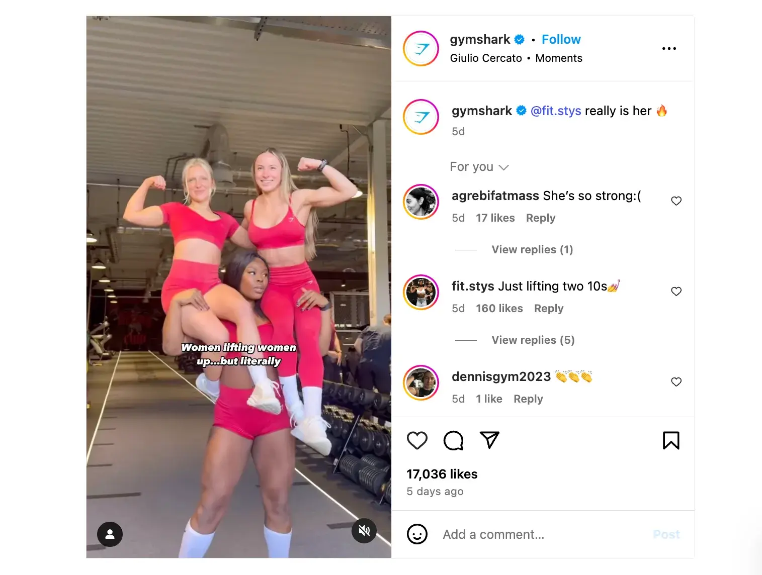 videos for ecommerce marketing: gymshark’s reel