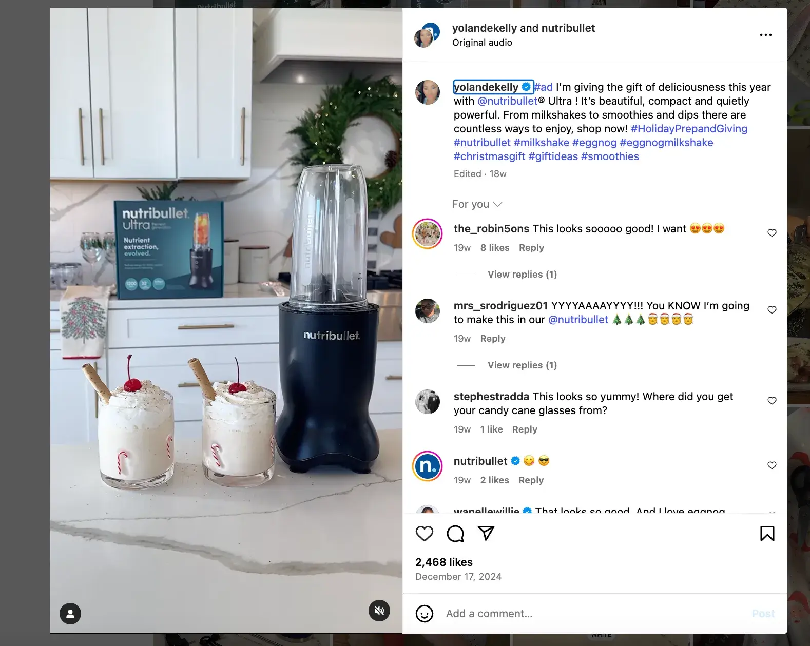 video in ecommerce marketing: nutribullet reel in collaboration with an influencer