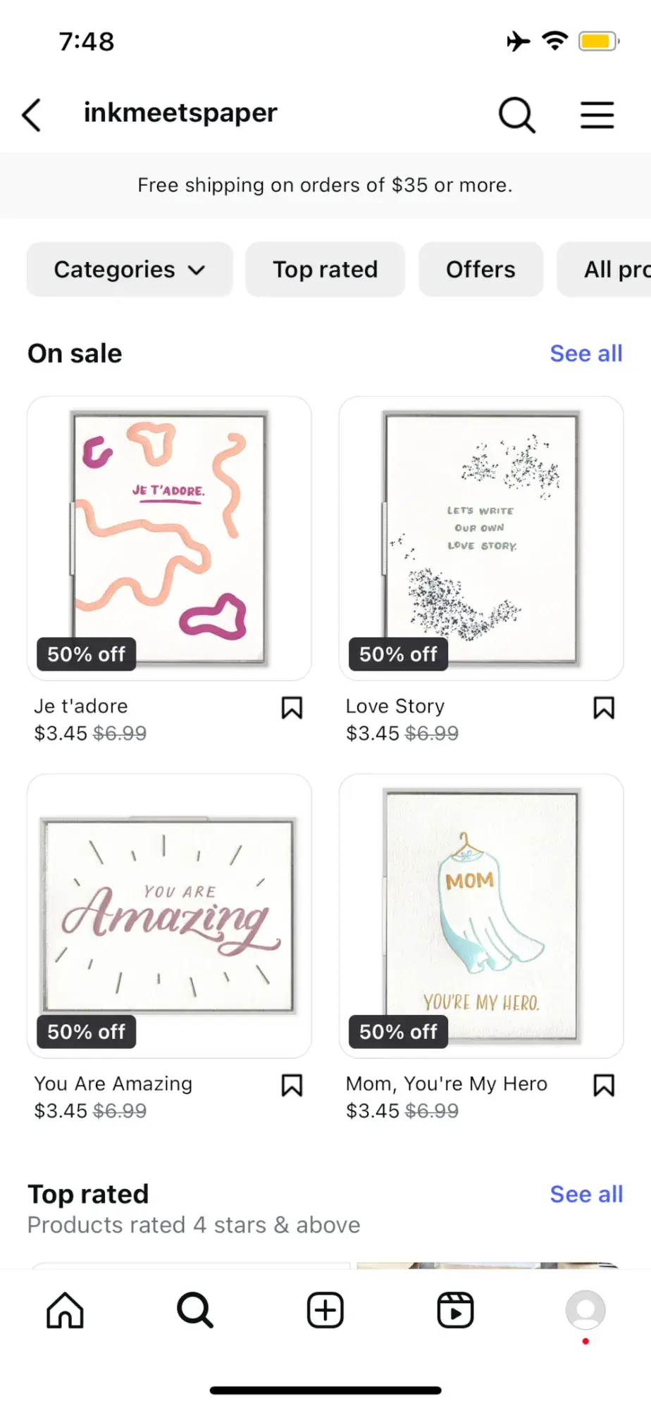 social media types of content: instagram shop for ink meets paper