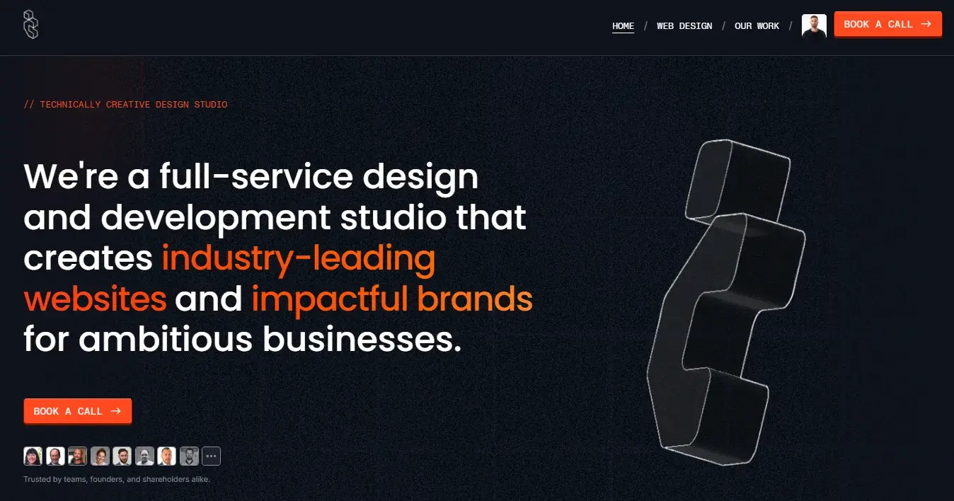 example of clarity; a component that makes a good website. the hero section of technically creative’s hero section outlines what they do and who for.