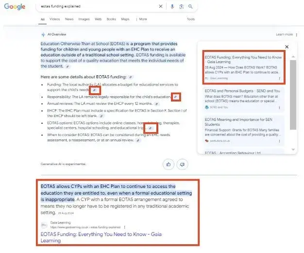 screenshot shows multiple rankings in ai overviews from geo.