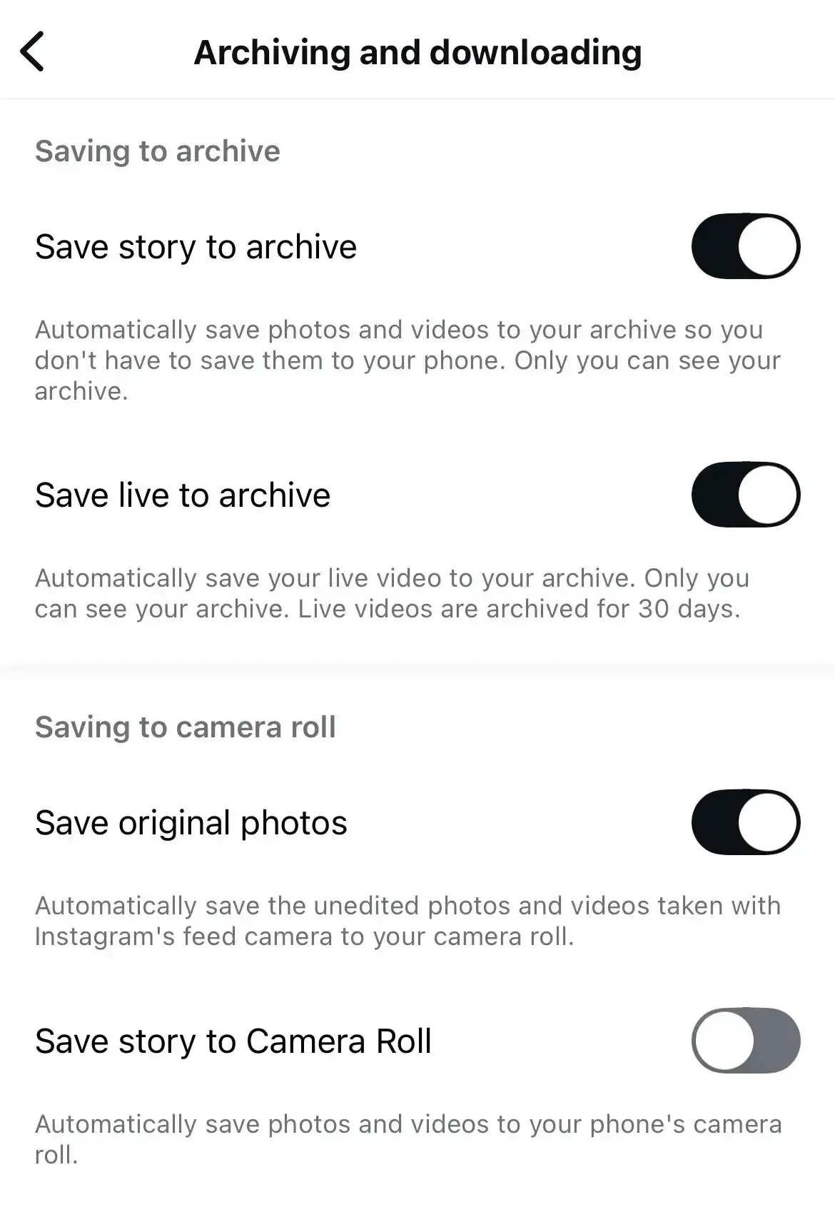 a screenshot demonstrating how to save original photos through instagram