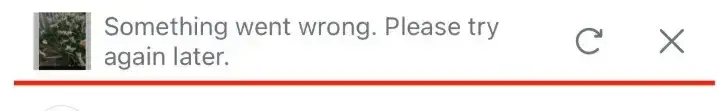 a screenshot demonstrating an error message from posting an image on instagram through airplane mode