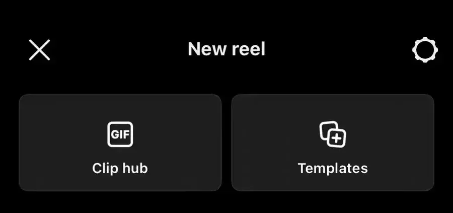 a screenshot demonstrating how to create a reel using cliphub or templates on instagram