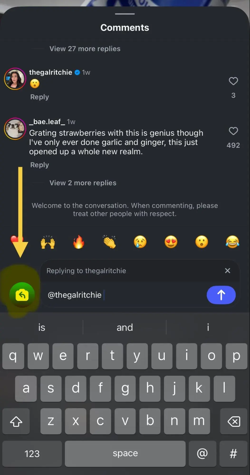  a screenshot demonstrating how to reply to a comment under a reel with another reel on instagram