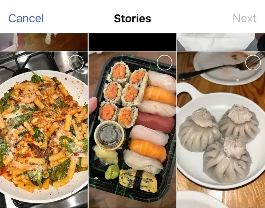  a screenshot of a camera roll full of food pictures 