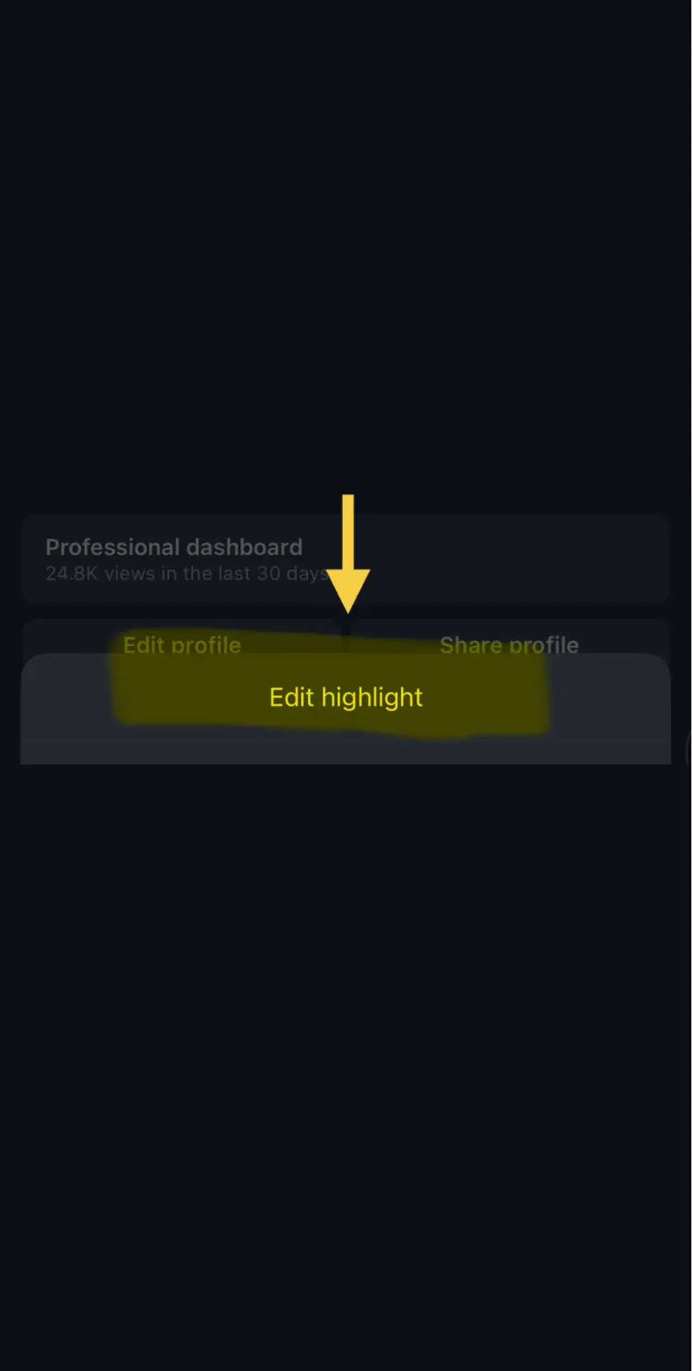 a screenshot showcasing how to edit a highlight on instagram
