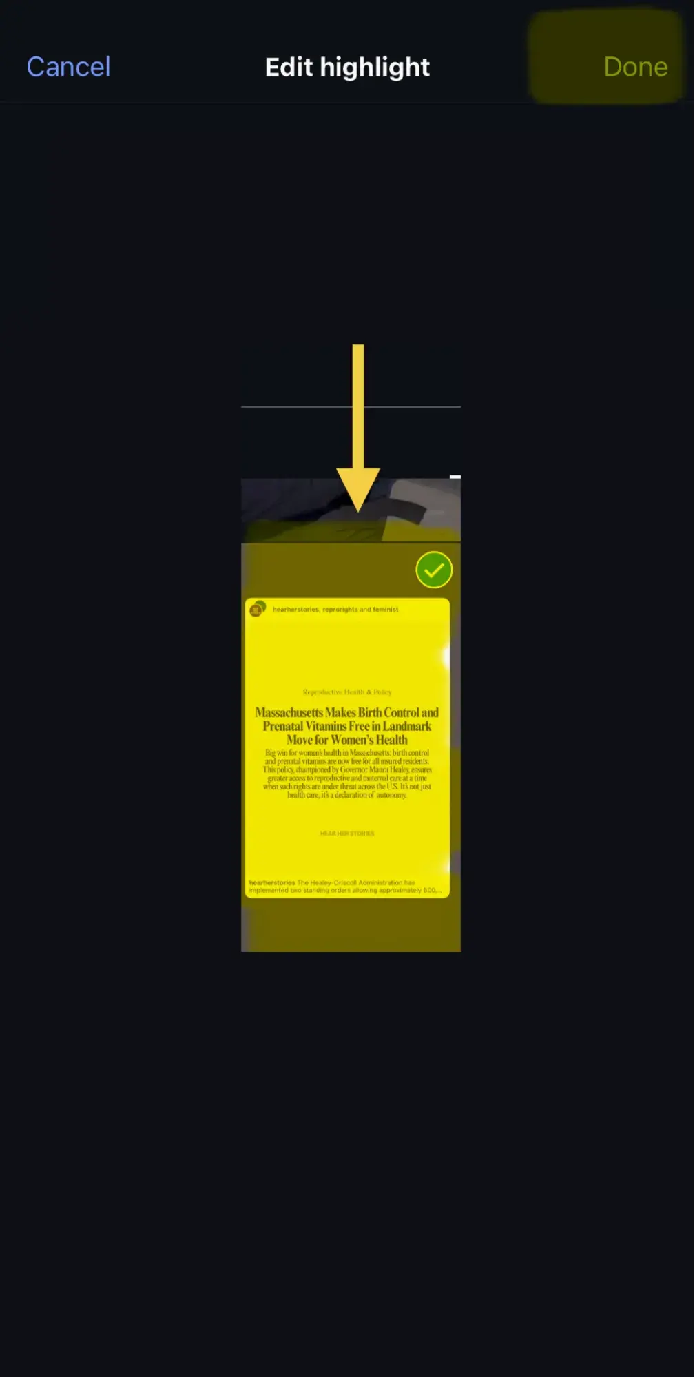 a screenshot showcasing how to reorder instagram highlights
