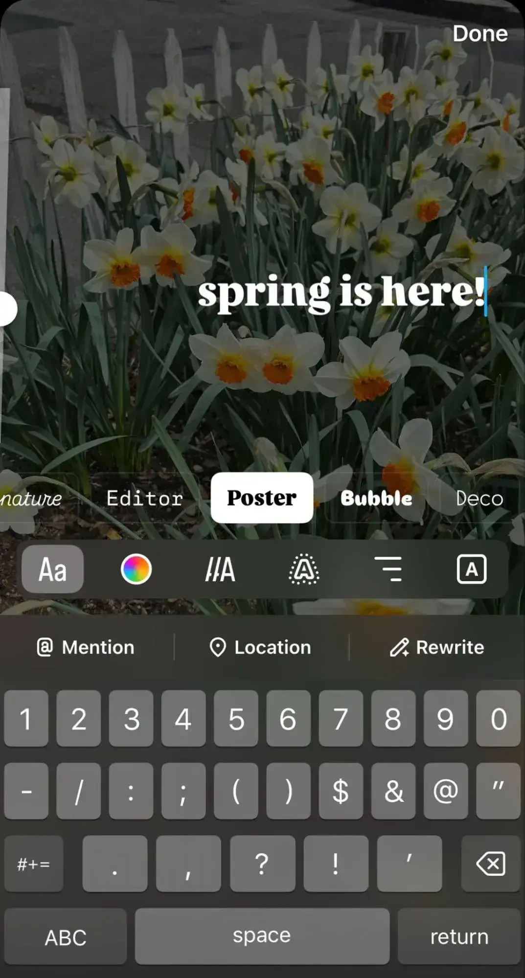 a screenshot showcasing how to choose a font through instagram’s type mode feature through instagram stories