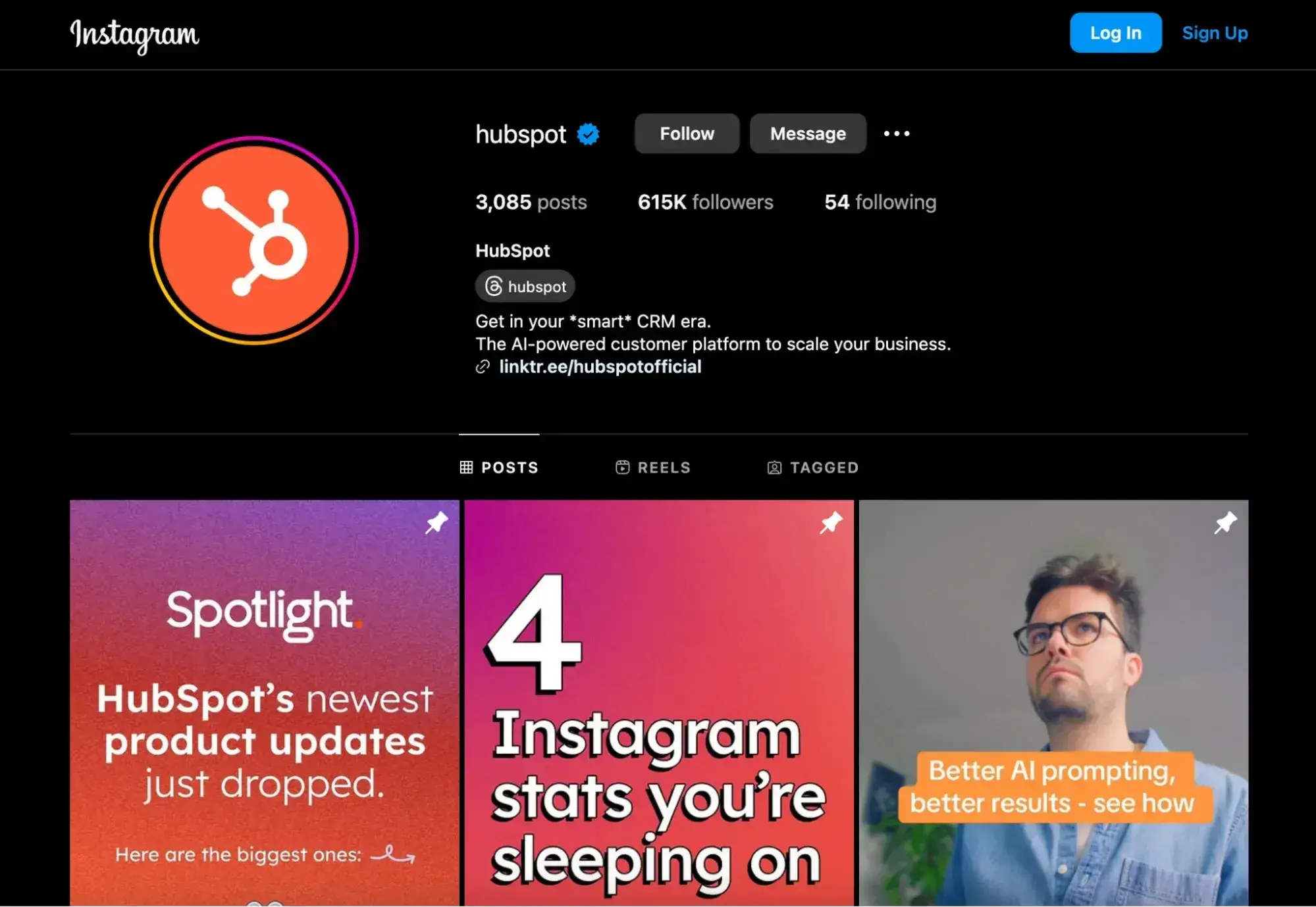 a screenshot of the hubspot instagram account