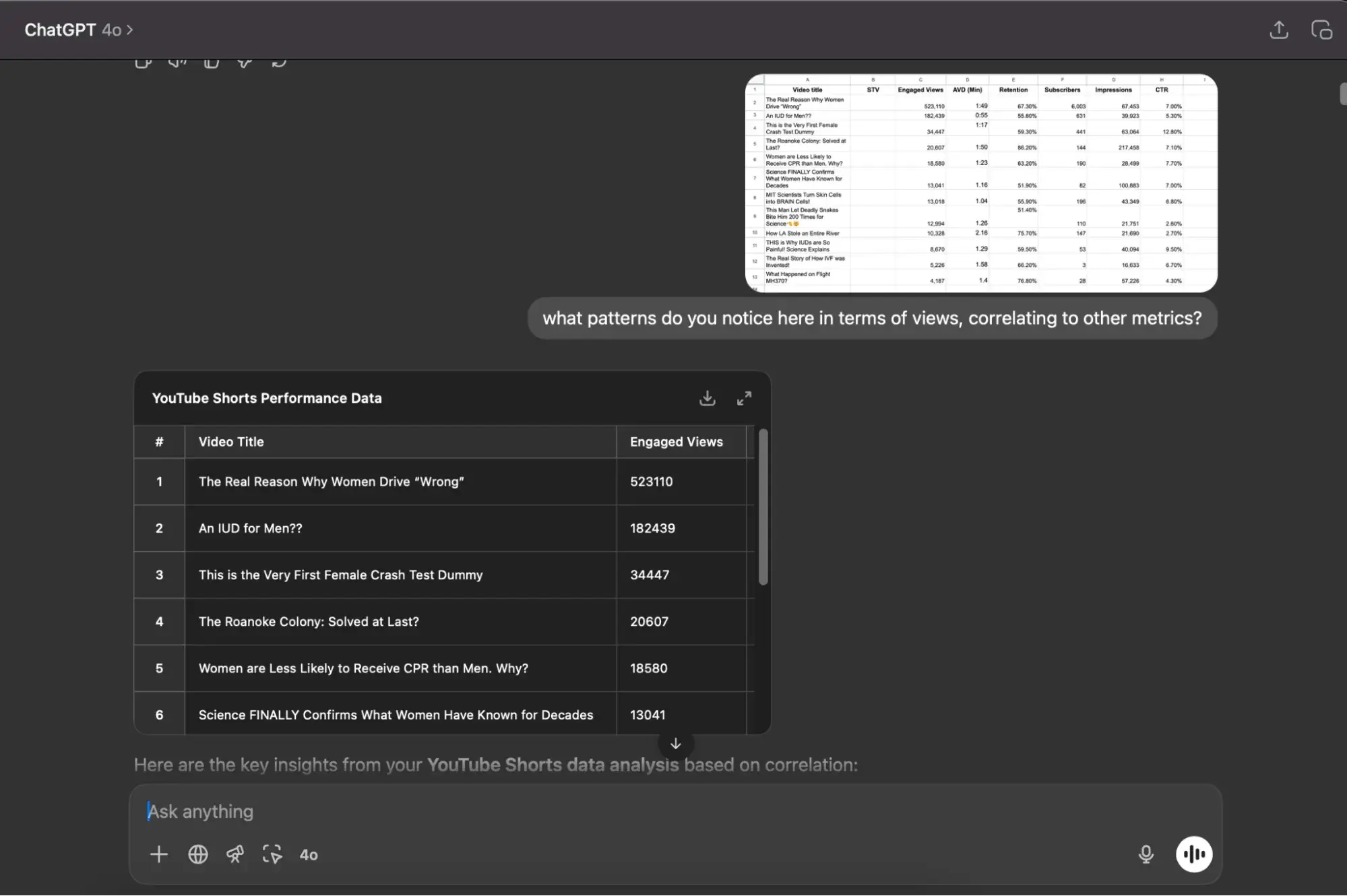 best ai tools for excel, asking chatgpt to analyze my data