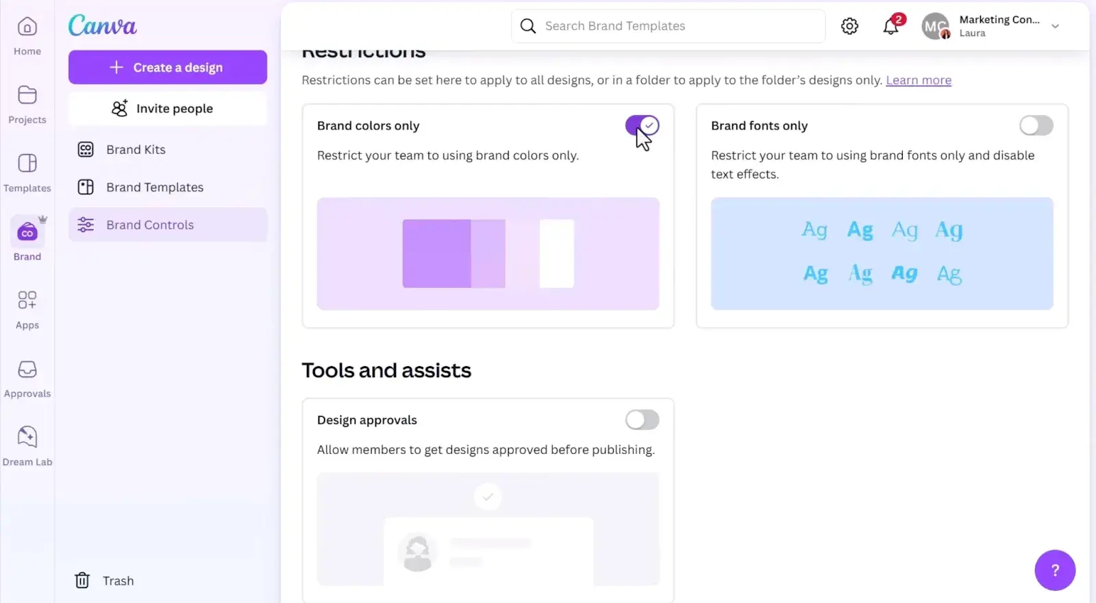 brand colors restrictions on canva